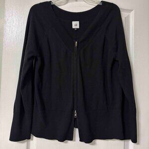 CAbi Black Switchback Sweater Cardigan Size L